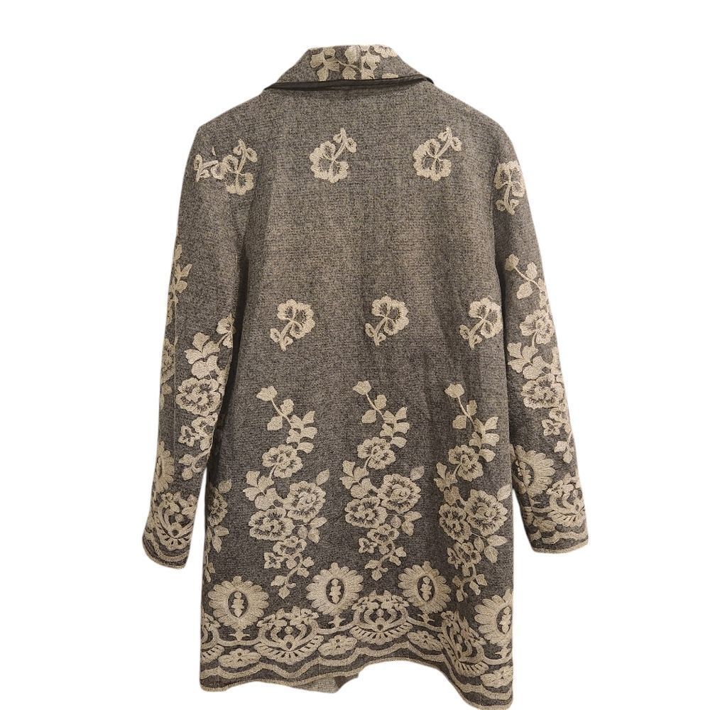 Soft Surroundings Grey Floral Jacket Size XL Floral Embroidered - Picture 2 of 7